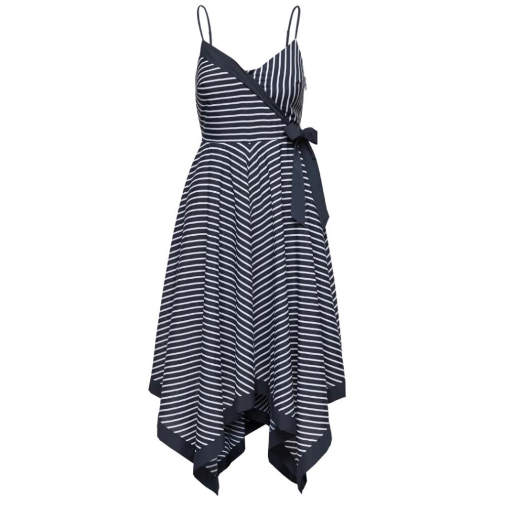 Banana Republic Strappy Handkerchief Hem Dress Size 6 Navy Stripe Sleeveless NWT